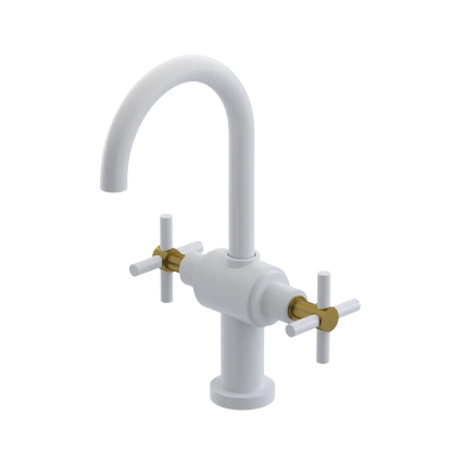 Rubinet Single Hole Dual Handle Lav. Set with LaSalle Spout (less drain) White