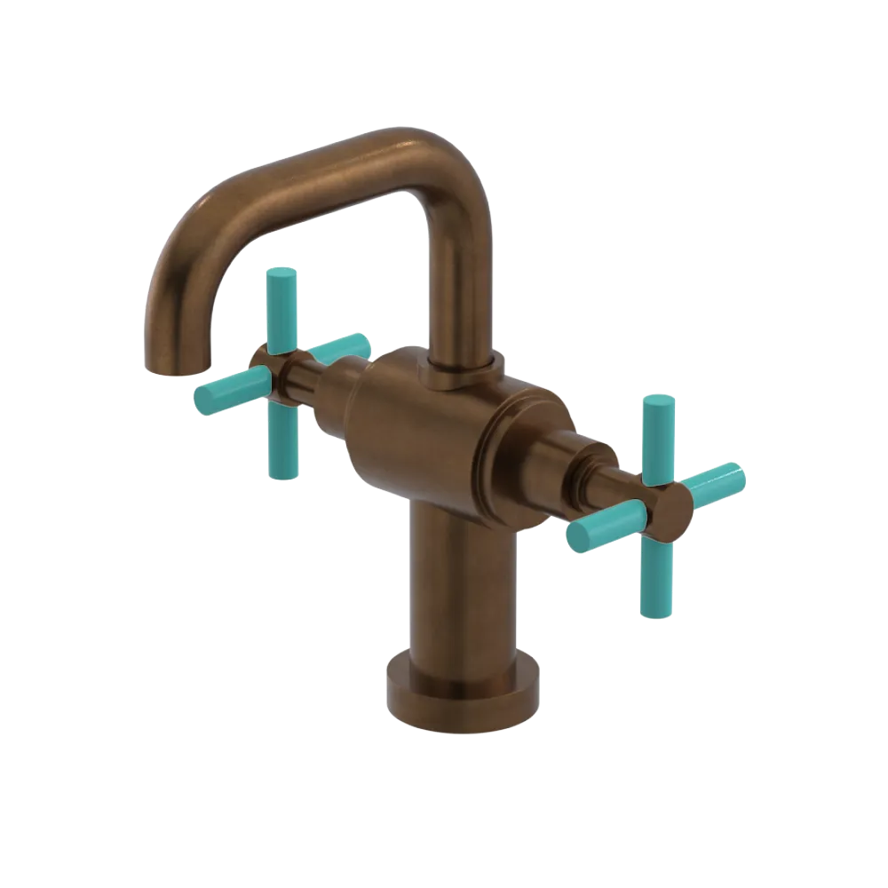 Rubinet Single Hole Dual Handle Lav. Set. (less drain) Tuscan Brass