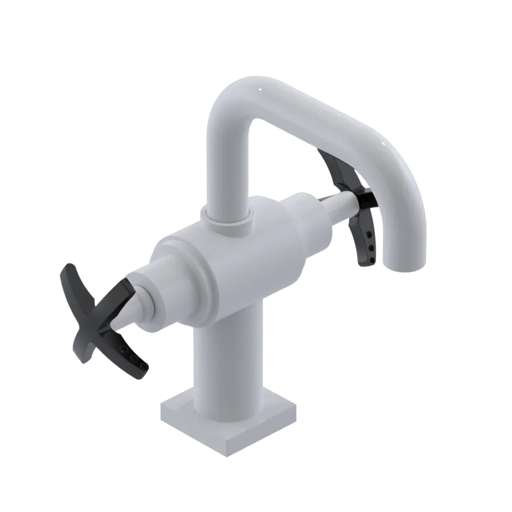 Rubinet Single Hole Dual Handle Lav. Set. with Genesis spout (less drain) White