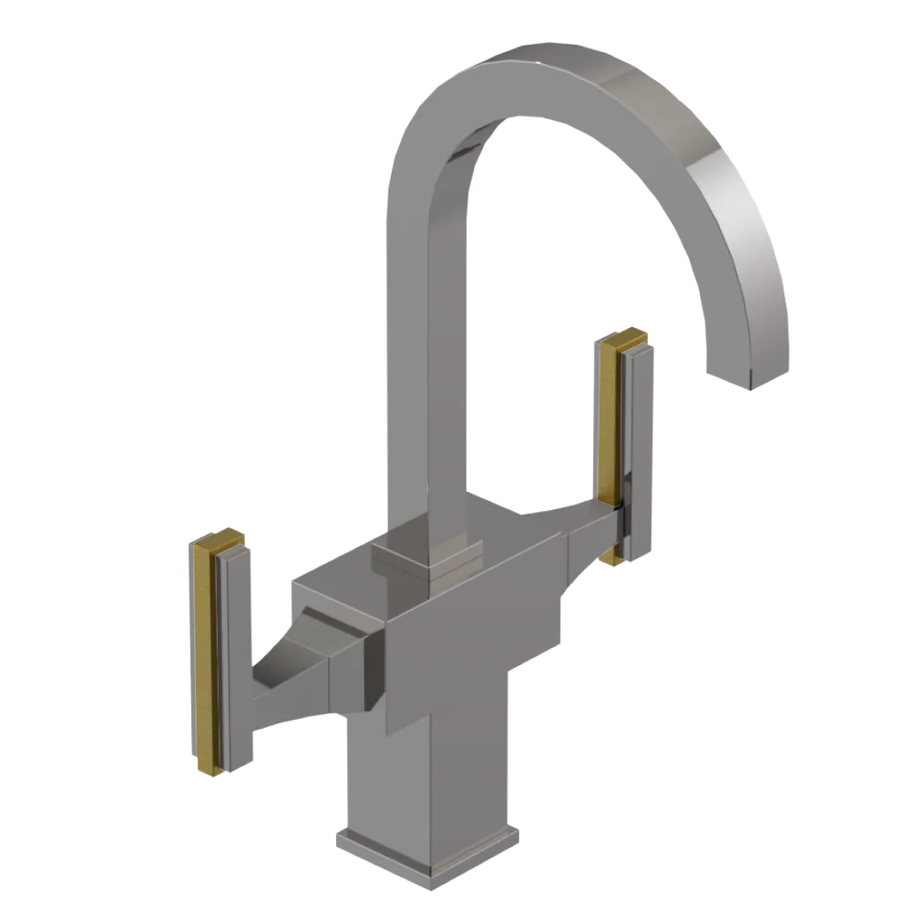 Rubinet Single Hole Dual Handle Lav. Set. (less drain) Polished Nickel