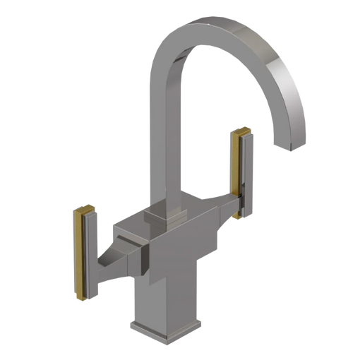 Rubinet Single Hole Dual Handle Lav. Set. (less drain) Polished Nickel