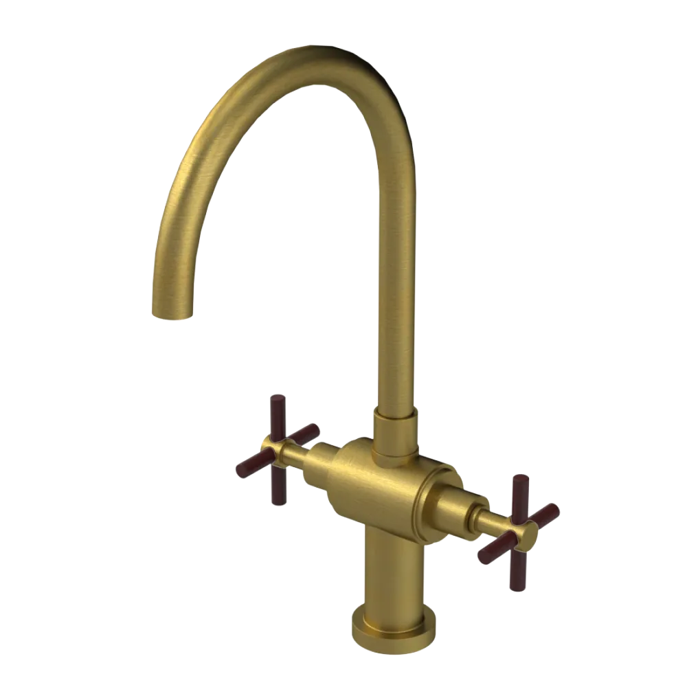 Rubinet Two Handle Single Hole Kitchen Set with LaSalle Spout Antique Brass Matt