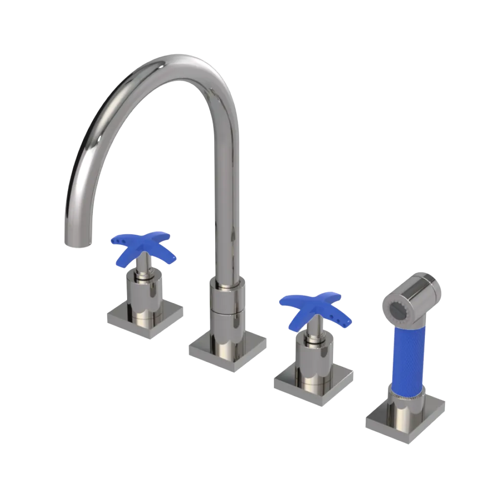 Rubinet Widespread Kitchen Set with Hand Spray Polished Nickel