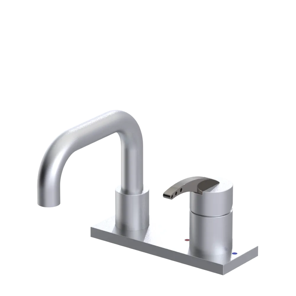 Rubinet 4" Centre Single Control Lav. Set. with Genesis spout (less drain) Satin Chrome