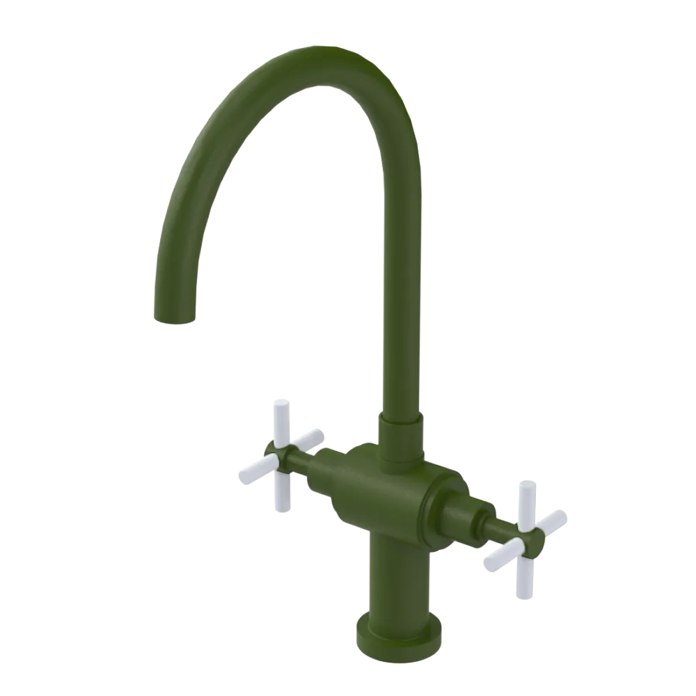 Rubinet Two Handle Single Hole Kitchen Set with LaSalle Spout Green Envy