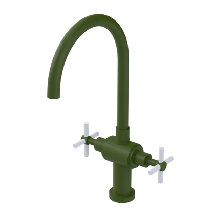 Rubinet Two Handle Single Hole Kitchen Set with LaSalle Spout Green Envy