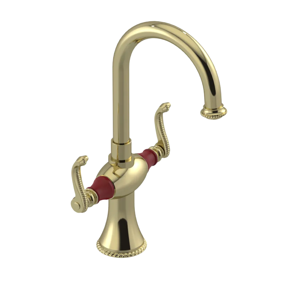 Rubinet Single Hole Dual Handle Lav. Set. (less drain) Gold