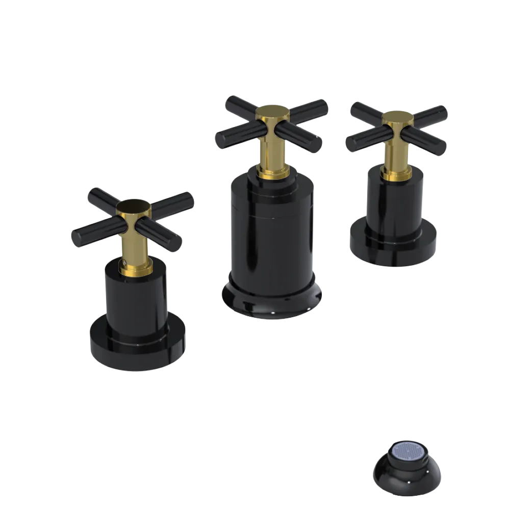 Rubinet Bidet Fitting with Spray, Diverter, and Vacuum Breaker (less drain) Black