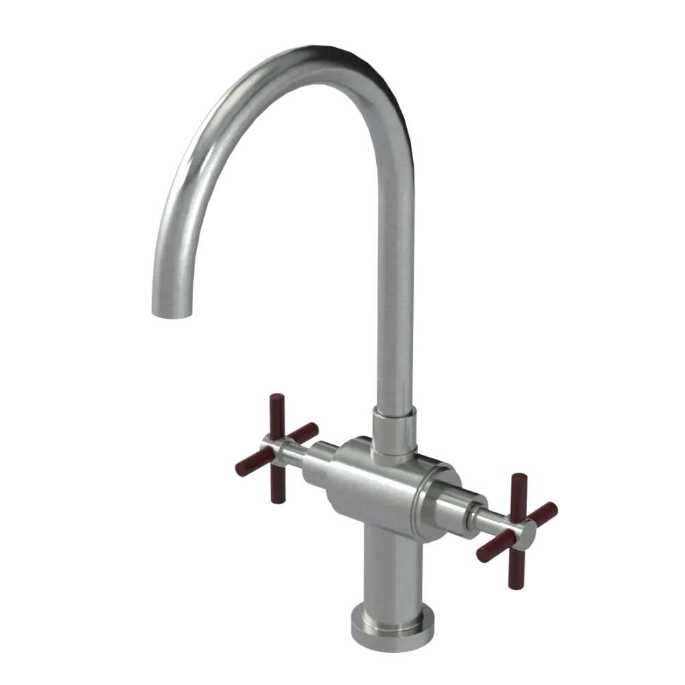 Rubinet Two Handle Single Hole Kitchen Set with LaSalle Spout Satin Nickel