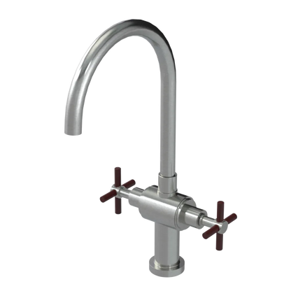 Rubinet Two Handle Single Hole Kitchen Set with LaSalle Spout Satin Nickel