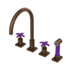 Rubinet Widespread Kitchen Set with Hand Spray Tuscan Brass