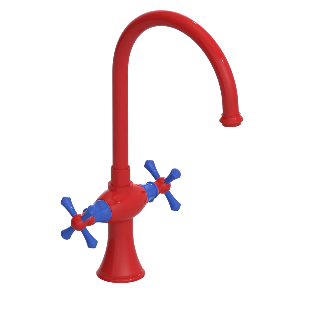 Rubinet Two Handle Single Hole Kitchen Set Red
