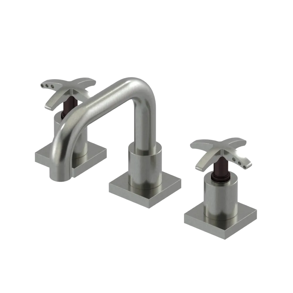 Rubinet Widespread Lav. Set. with Genesis spout (less drain) Satin Nickel