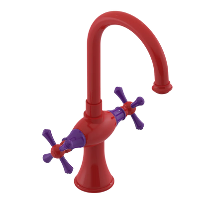 Rubinet Single Hole Dual Handle Lav. Set. (less drain) Red