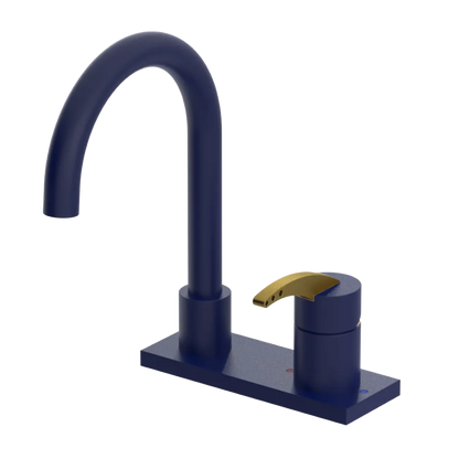 Rubinet 4" Centre Single Control Lav. Set. (less drain) Midnight Blue