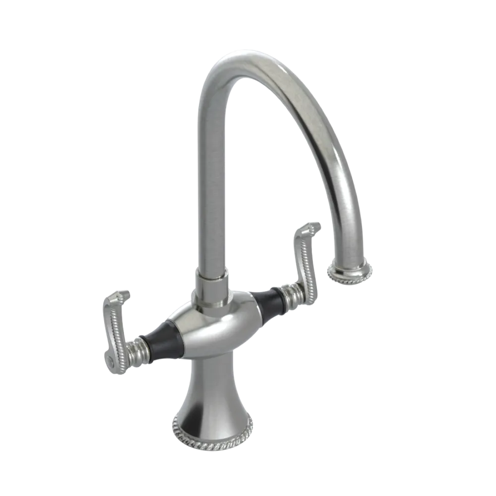 Rubinet Two Handle Single Hole Kitchen Set Satin Nickel