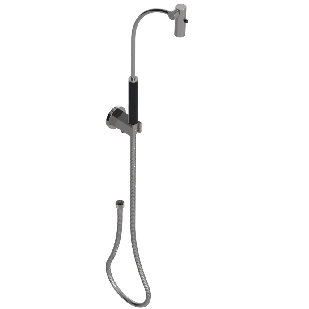Rubinet Hand Held Shower Bidet with Extended Reach & Dual Function Spray Including Wall Bracket with Supply & Hose (Round) Polished Nickel