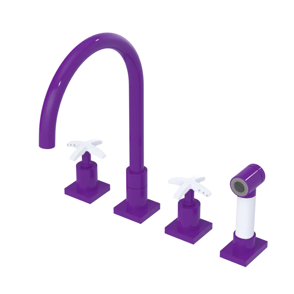 Rubinet Widespread Kitchen Set with Hand Spray Purple Haze