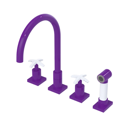 Rubinet Widespread Kitchen Set with Hand Spray Purple Haze