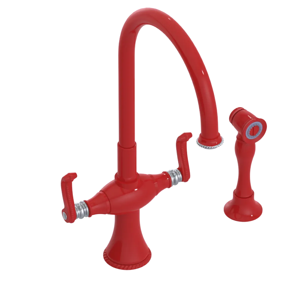 Rubinet Two Handle Single Hole Kitchen Set with Hand Spray Red