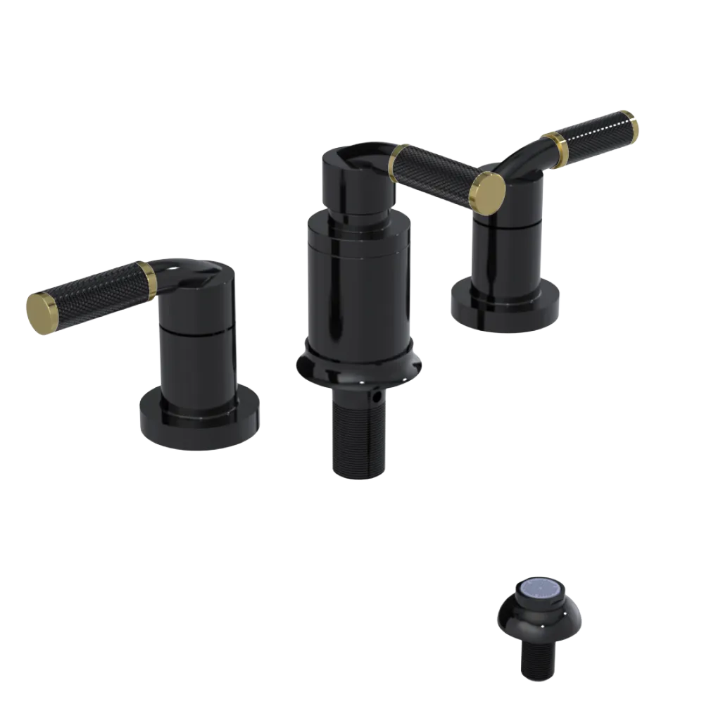 Rubinet Bidet Fitting with Spray, Diverter, and Vacum Breaker (Less Drain) Black
