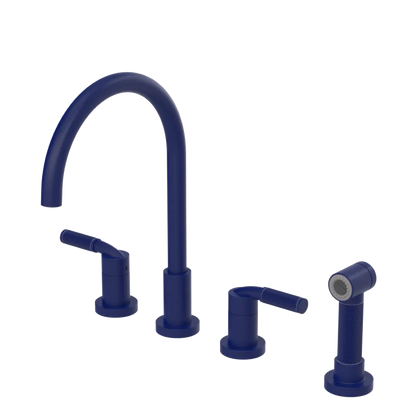Rubinet Widespread Kitchen Set with Hand Spray Midnight Blue