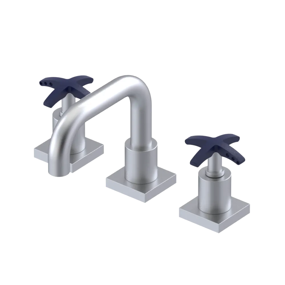 Rubinet Widespread Lav. Set. with Genesis spout (less drain) Satin Chrome