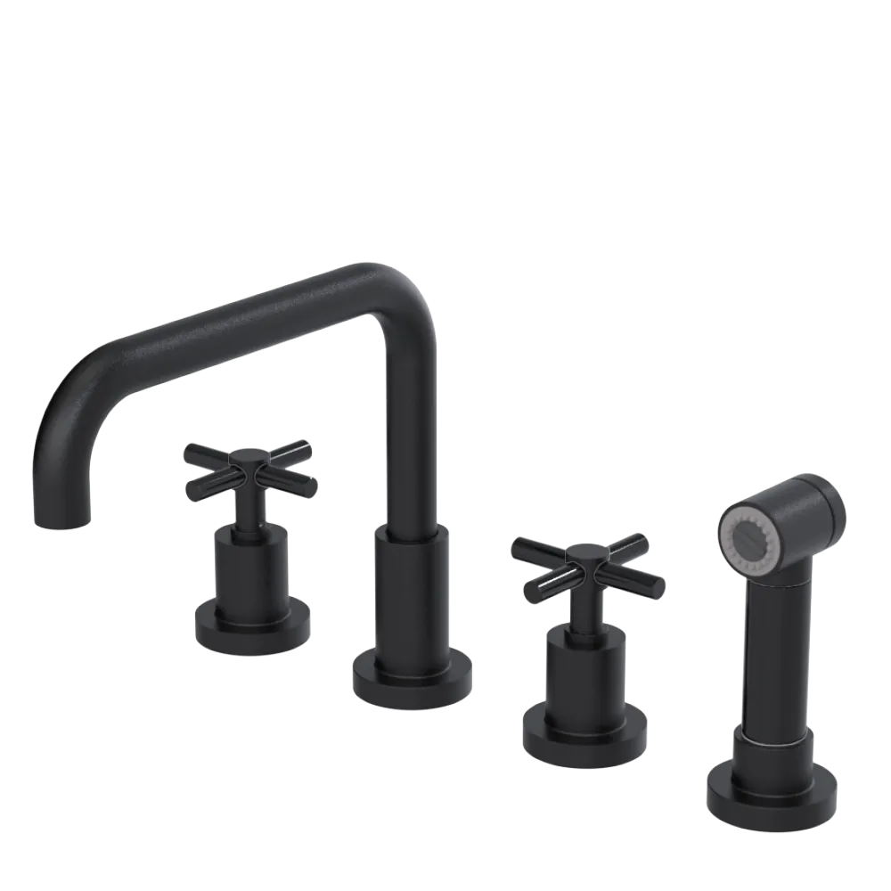 Rubinet Widespread Kitchen Set with Hand Spray Matt Black