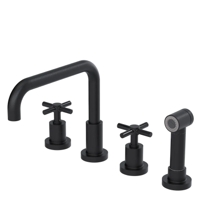 Rubinet Widespread Kitchen Set with Hand Spray Matt Black