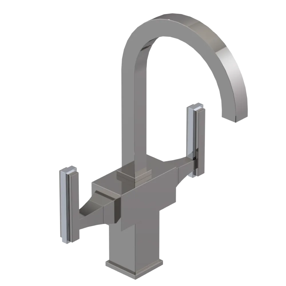 Rubinet Single Hole Dual Handle Lav. Set. (less drain) Polished Nickel