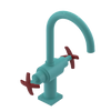 Rubinet Single Hole Dual Handle Lav. Set. (less drain) Aqua