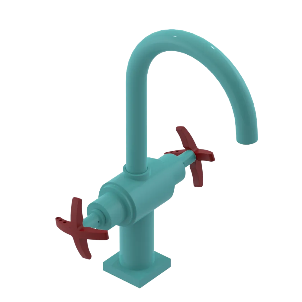 Rubinet Single Hole Dual Handle Lav. Set. (less drain) Aqua
