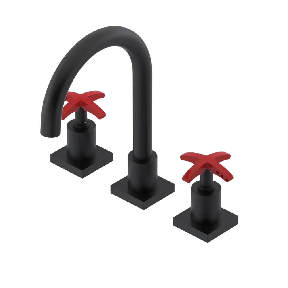 Rubinet Widespread Lav. Set. (less drain) Matt Black