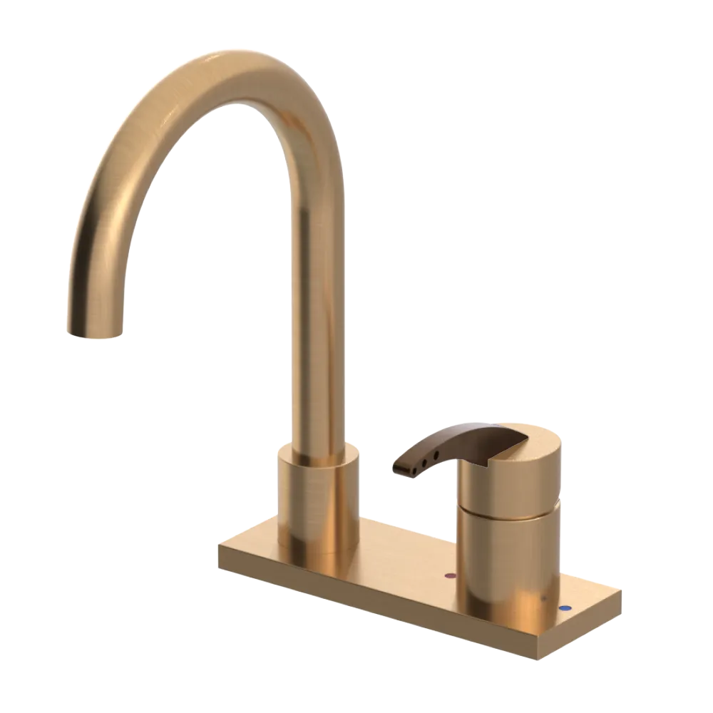 Rubinet 4" Centre Single Control Lav. Set. (less drain) Satin Gold