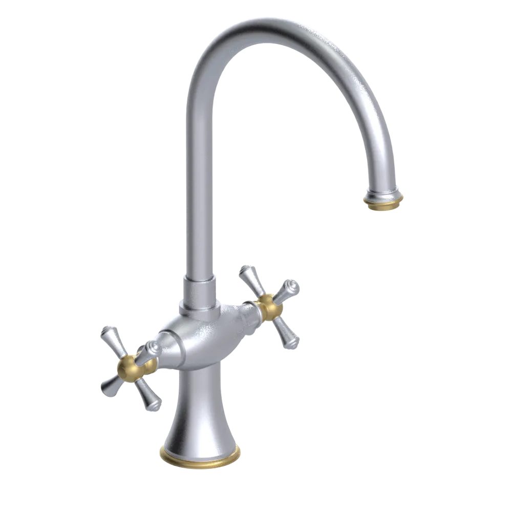 Rubinet Two Handle Single Hole Kitchen Set Satin Chrome