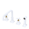 Rubinet Widespread Kitchen Set with Genesis Spout with Hand Spray White