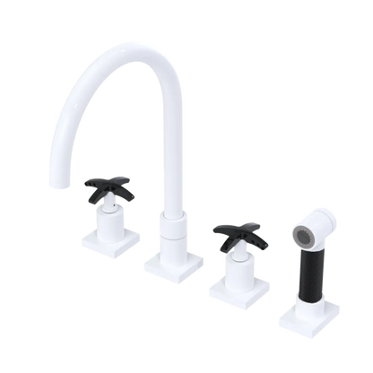 Rubinet Widespread Kitchen Set with Hand Spray White