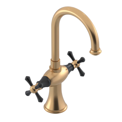 Rubinet Single Hole Dual Handle Lav. Set. (less drain) Satin Gold