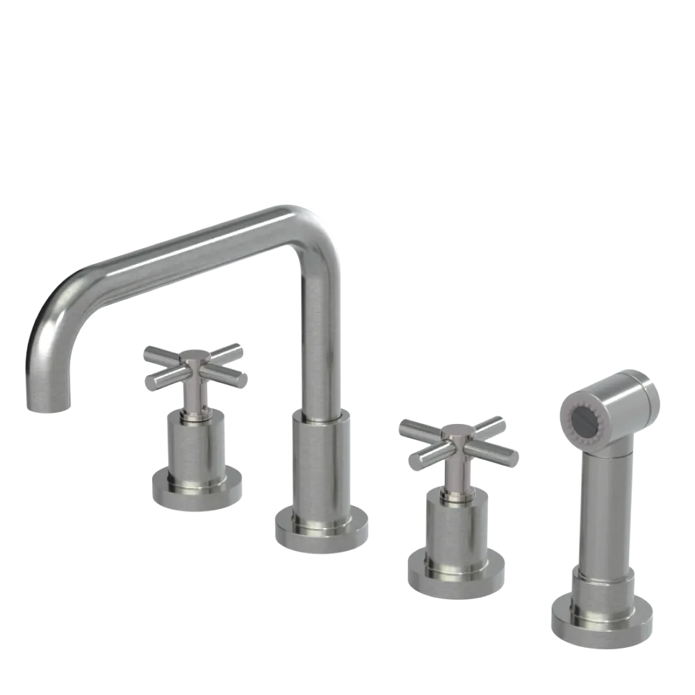 Rubinet Widespread Kitchen Set with Hand Spray Satin Nickel