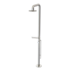 Rubinet Pressure Balance Outdoor Shower with Foot Rinse & 10" Shower Head (with shelf) - 304 Stainless Steel Polished Nickel