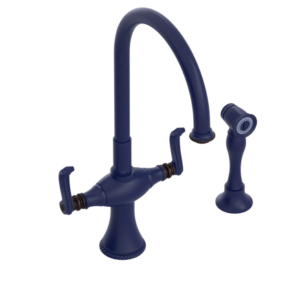 Rubinet Two Handle Single Hole Kitchen Set with Hand Spray Midnight Blue