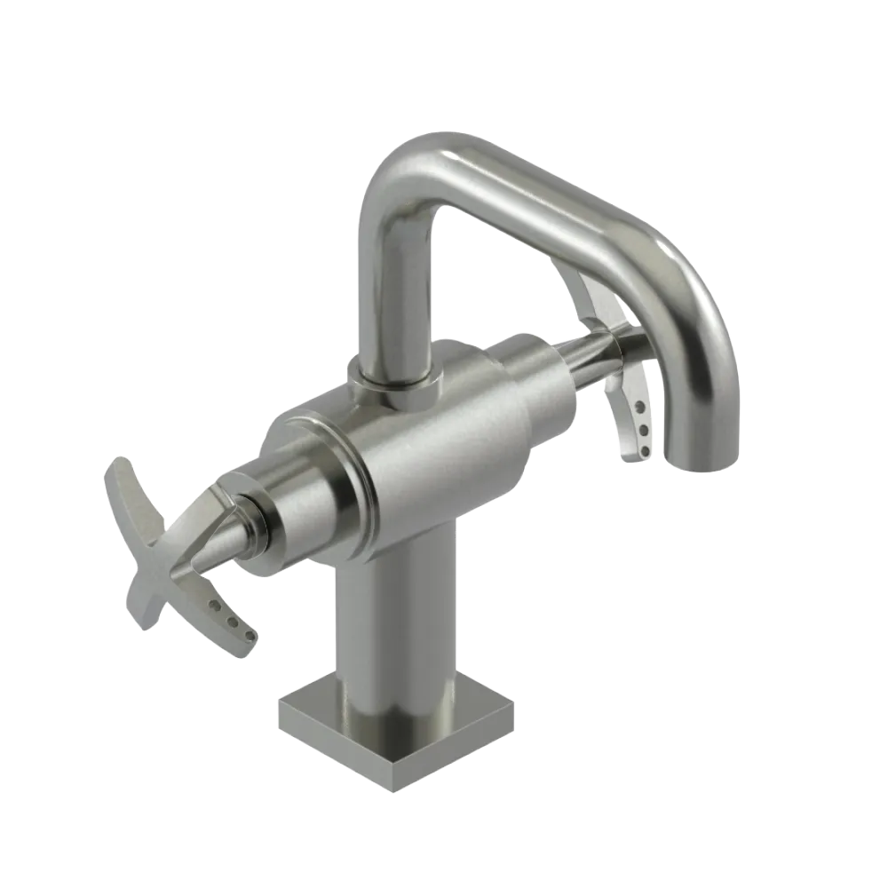 Rubinet Single Hole Dual Handle Lav. Set. with Genesis spout (less drain) Satin Nickel