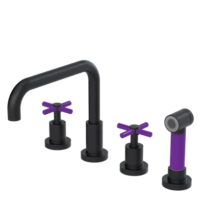 Rubinet Widespread Kitchen Set with Hand Spray Matt Black