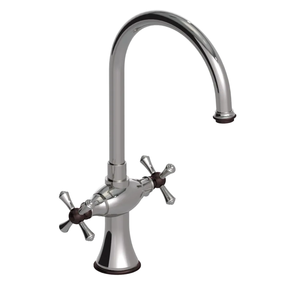 Rubinet Two Handle Single Hole Kitchen Set Polished Nickel