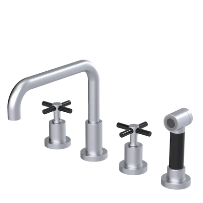 Rubinet Widespread Kitchen Set with Hand Spray Satin Chrome