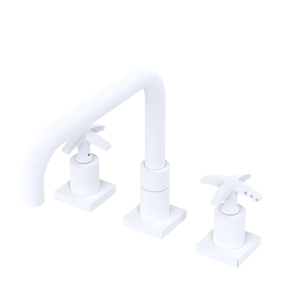 Rubinet Widespread Kitchen Set with Genesis Spout Matt White