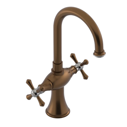 Rubinet Single Hole Dual Handle Lav. Set. (less drain) Tuscan Brass