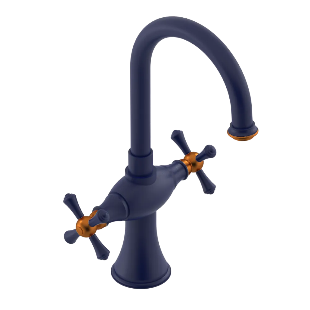 Rubinet Single Hole Dual Handle Lav. Set. (less drain) Midnight Blue