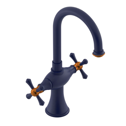 Rubinet Single Hole Dual Handle Lav. Set. (less drain) Midnight Blue