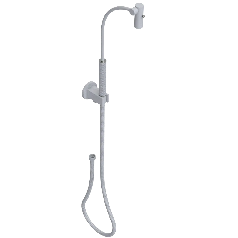 Rubinet Hand Held Shower Bidet with Extended Reach & Dual Function Spray Including Wall Bracket with Supply & Hose (Round) Matt White